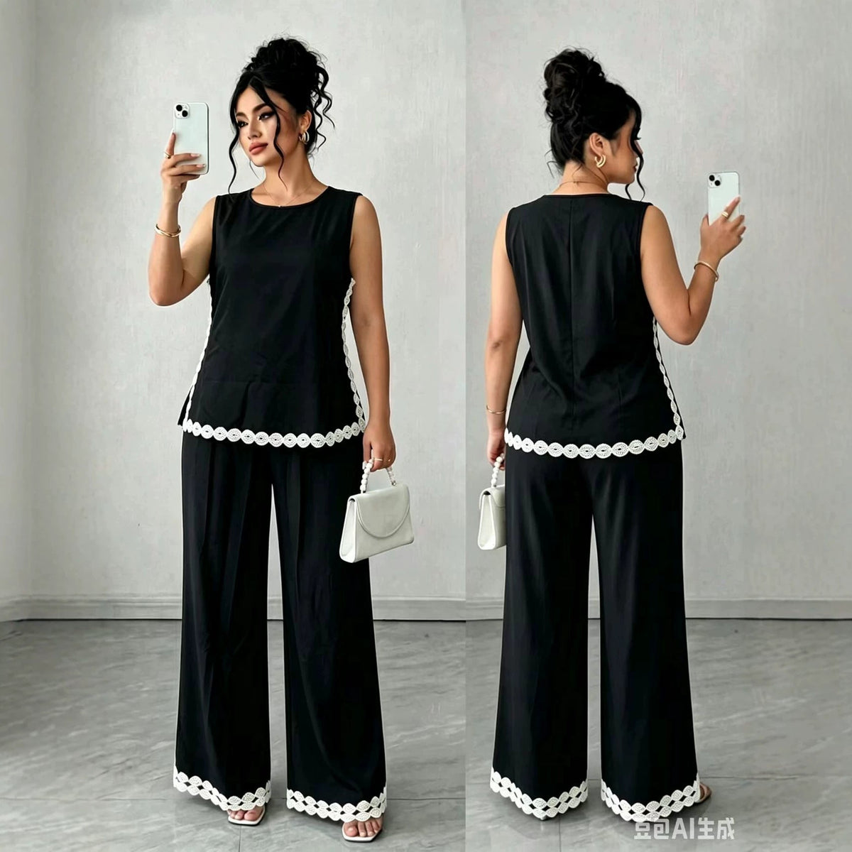 New 2026 Sleeveless Casual Pants Set Plus Size Vacation Outfit NorixaFashion.com