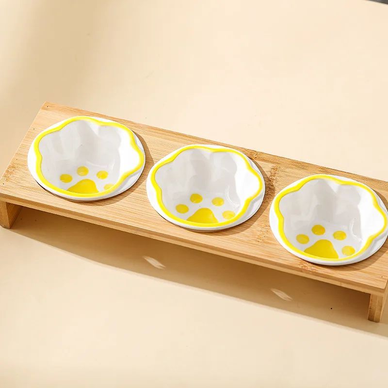 Pet Supplies Bamboo Frame Hand Colored Ceramic Protection For Cervical Vertebrae Eating Drinking Samll Cat And Dog Bowls Pets Fashion
