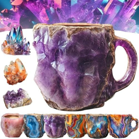 400ml Resin Mineral Crystal Coffee Mugs With Handles Elegant Fake Mineral Crystal Cup For Workplace Home Decor Christmas Gift Kitchen Gadgets PearlNestDecor.com