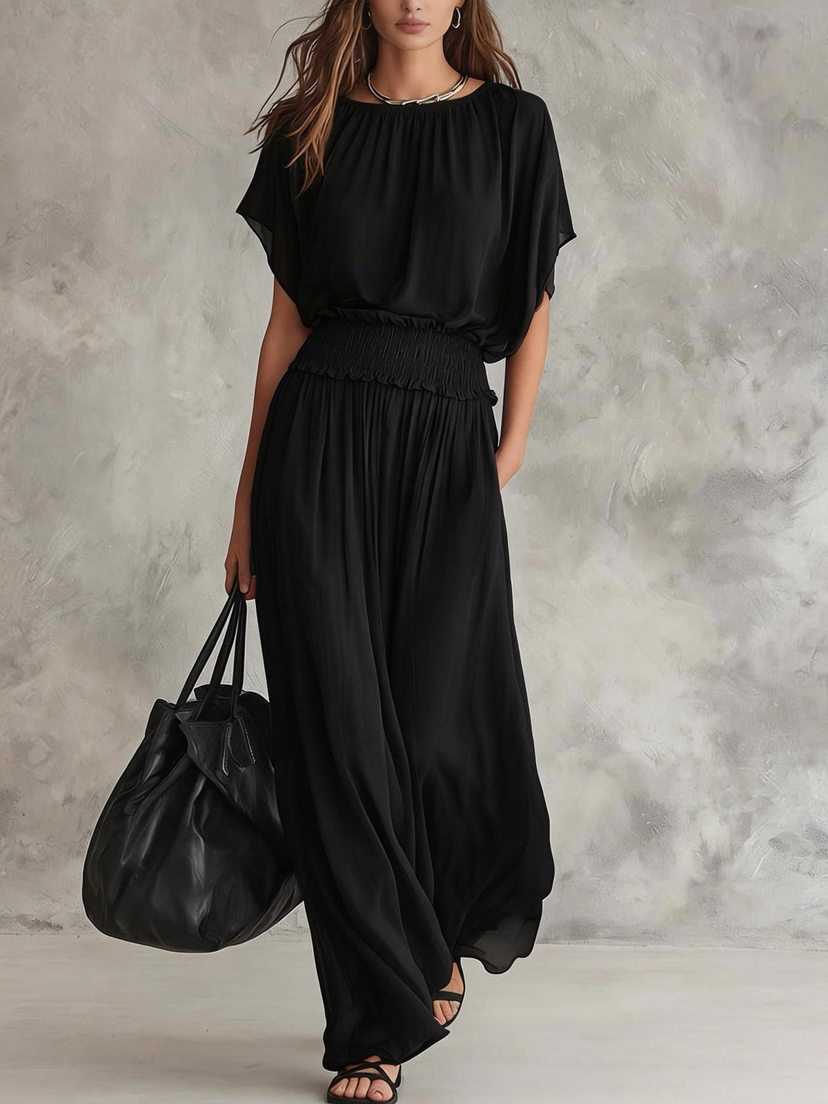 2026 Summer European Style Slim Waist Elegant And Precise Long Dress Set NorixaFashion.com
