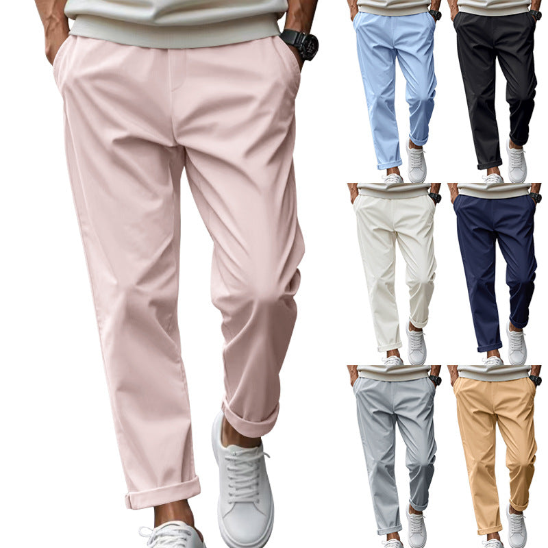Men's Trousers With Pockets Casual Loose Comfortable Quick-drying Waist-tied Pants NorixaFashion.com