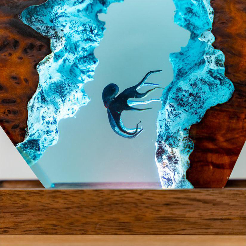 Resin Small Night Lamp 3D Diver Octopus Epoxy Handmade Crafts Decoration Best YouTube Store