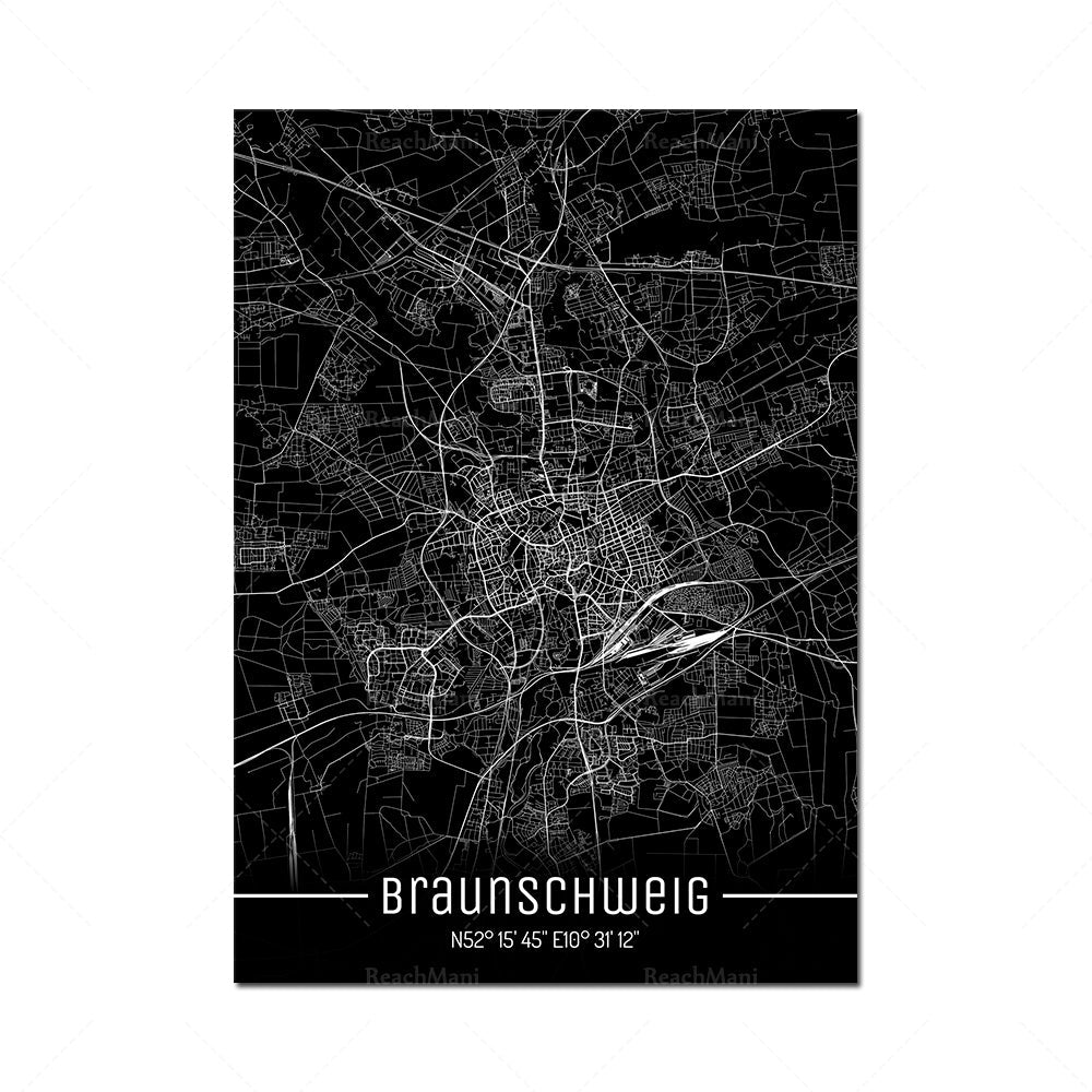 Map Black Line Poster Canvas Painting Home Decor Wall Art PearlNestDecor.com