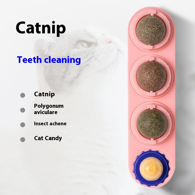 4 In 1 Rotating Catnip Silver Vine Ball Teeth Cleaning Acne Prevention Digestive Health Wall Stick On Toy Edible Safe Material Pets Fashion