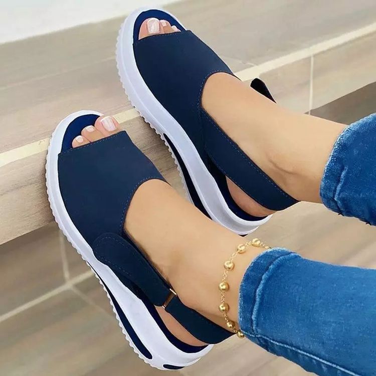 Large Size Thick Sole Heightening Women's Single Shoes Velcro Casual Fish Mouth Sandals LadyShow.Store