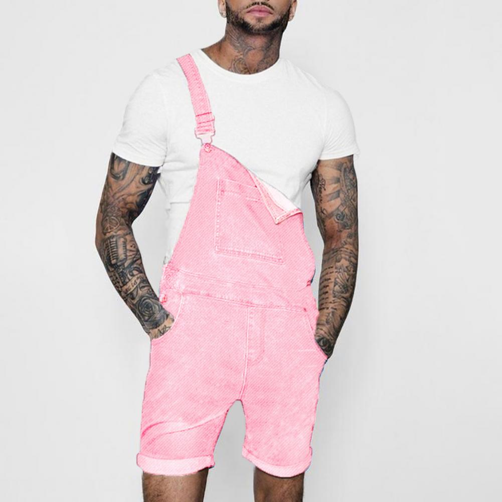 Pink Denim Overall Shorts for Men - Plus Size Summer Wear Pi-Mart
