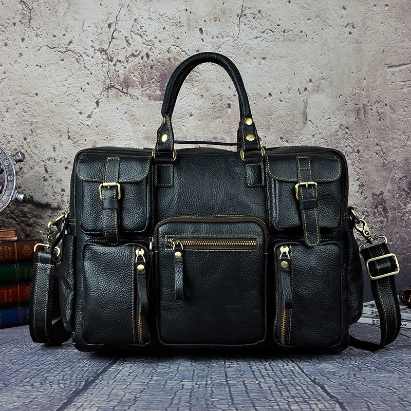 First Layer Cowhide Men's 16-inch Large-capacity Briefcase CJD