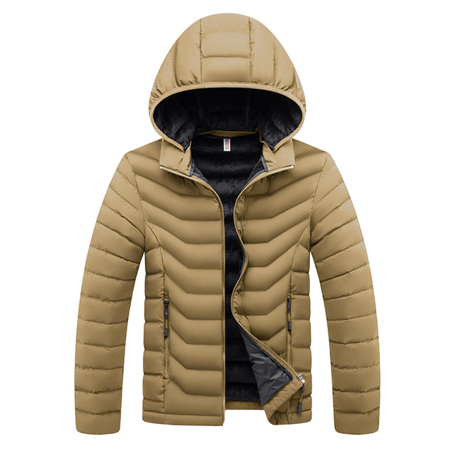 Men's Winter Casual Hooded Parka Jacket with Detachable Hat Pi-Mart