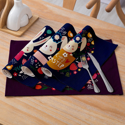 Home Cartoon Rabbit Kitchen Insulation Coaster Anti-scalding Cotton And Linen Western Placemat PearlNestDecor.com