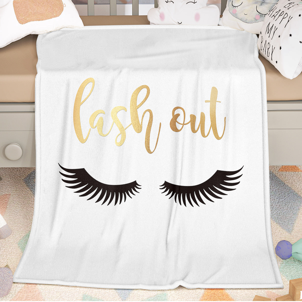 Long Eyelashes Printed Throw Blanket Plush Fluffy Flannel Fleece Blanket Soft Throws For Sofa Couch And Bed 30x40 50x60 60x80 PearlNestDecor.com
