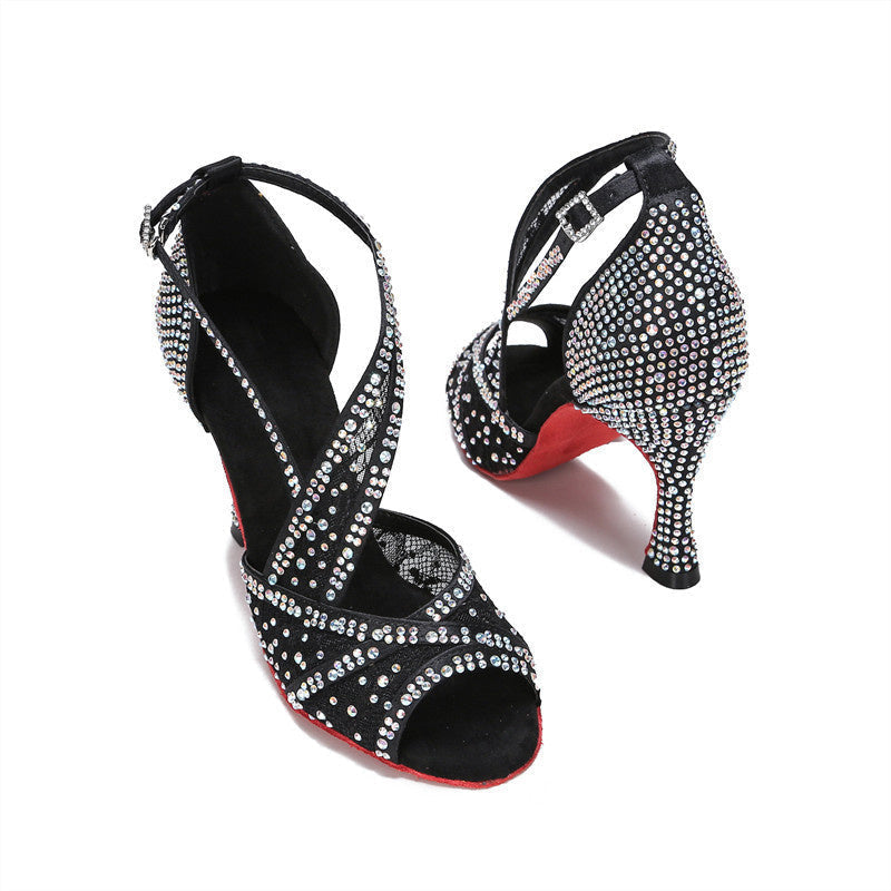 Diamond-Embedded Latin Dancing Shoes Women's Adult LadyShow.Store