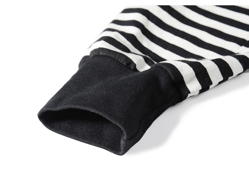 Oversized Striped T-Shirt with Ribbed Collar Pi-Mart
