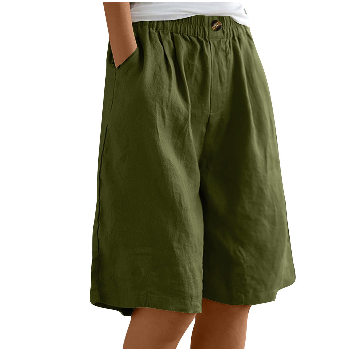 Women's Cotton And Linen Cropped Loose High Waist Shorts NorixaFashion.com