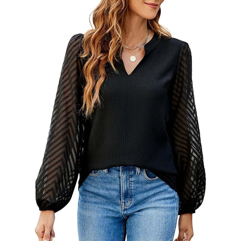 Elegant Lace Chiffon Work Blouse NorixaFashion.com