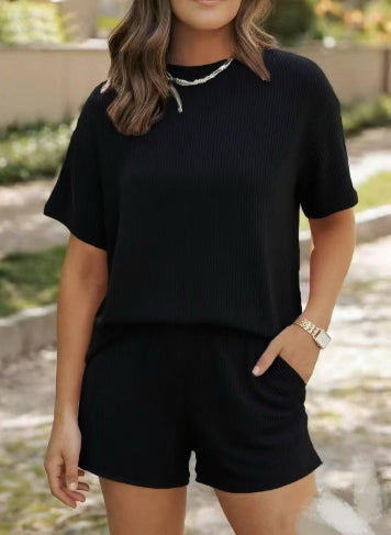 Thread Short Sleeve Round Neck Top Pocket NorixaFashion.com