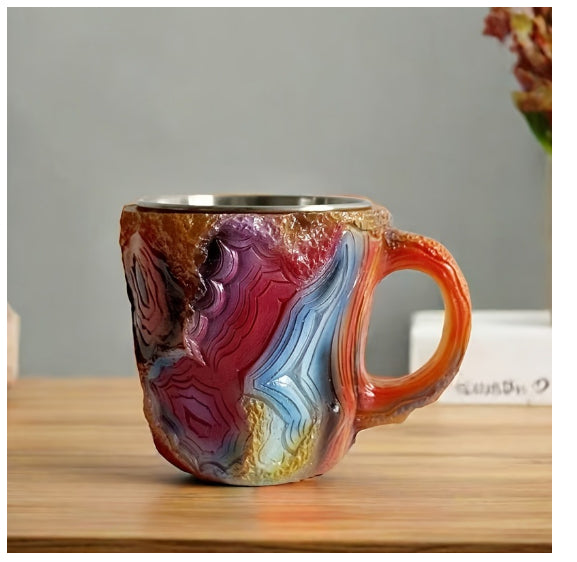 400ml Resin Mineral Crystal Coffee Mugs With Handles Elegant Fake Mineral Crystal Cup For Workplace Home Decor Christmas Gift Kitchen Gadgets PearlNestDecor.com