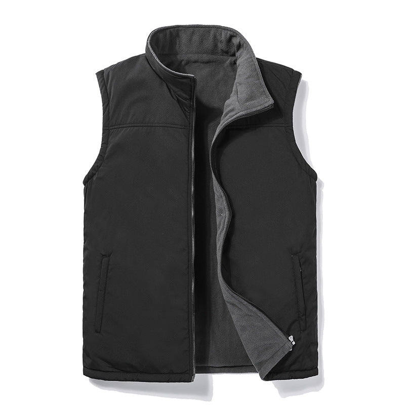 Polar Fleece Double-sided Vest Men's Autumn And Winter Outdoor Leisure Sports Sleeveless Waistcoat Vest Vest Middle-aged And Elderly Jacket CJD