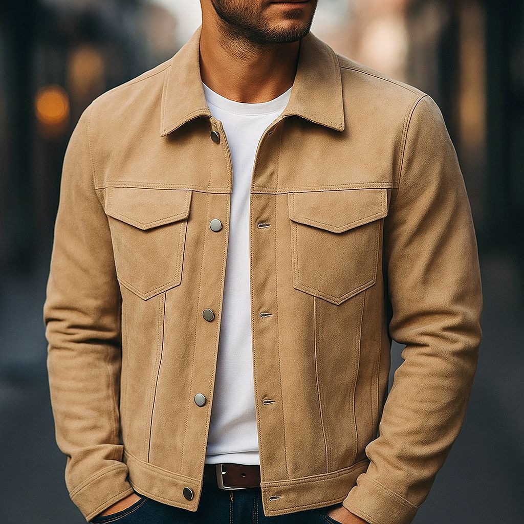 Deer Suede Men's Winter Lapel Work Jacket Best YouTube Store
