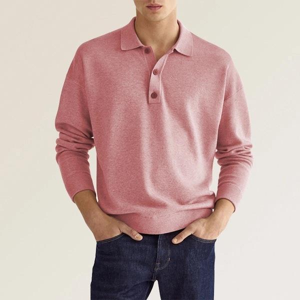 New Autumn Long Sleeve V-neck Buttons Men's Casual Jacket Polo Shirt LadyShow.Store