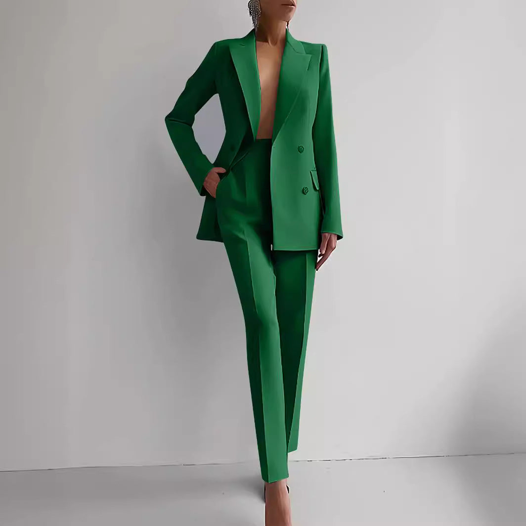 Casual Suits Fashion Long Sleeve Single-breasted Jacket Top And Slim Fit Trousers Women's Business Suits NorixaFashion.com