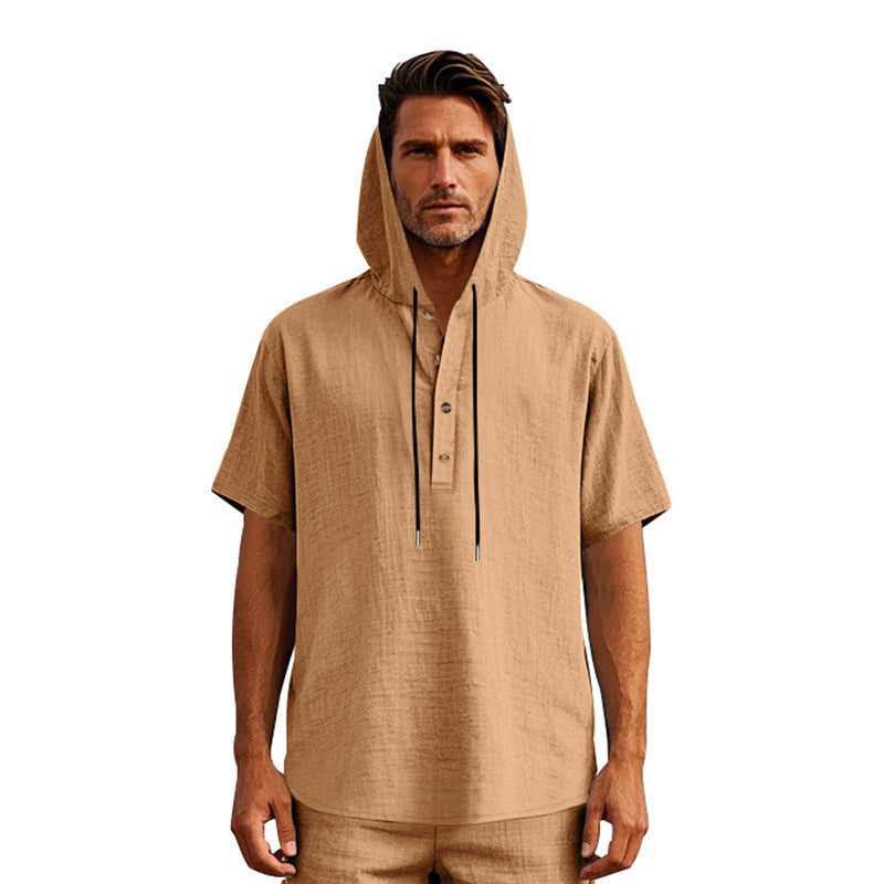 European And American Linen Short-sleeved Men's T-shirt Simple NorixaFashion.com