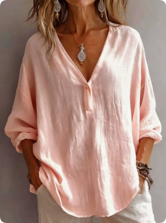Fashion Long-sleeved Lapel Pullover Shirt Casual Loose Solid Color T-shirt Tops Women's Clothing NorixaFashion.com