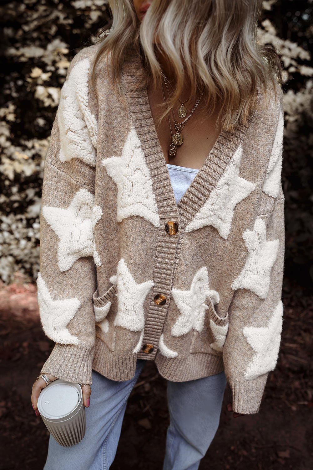 Clare Sherpa Star Cardigan LuxuryLifeWay Online Store