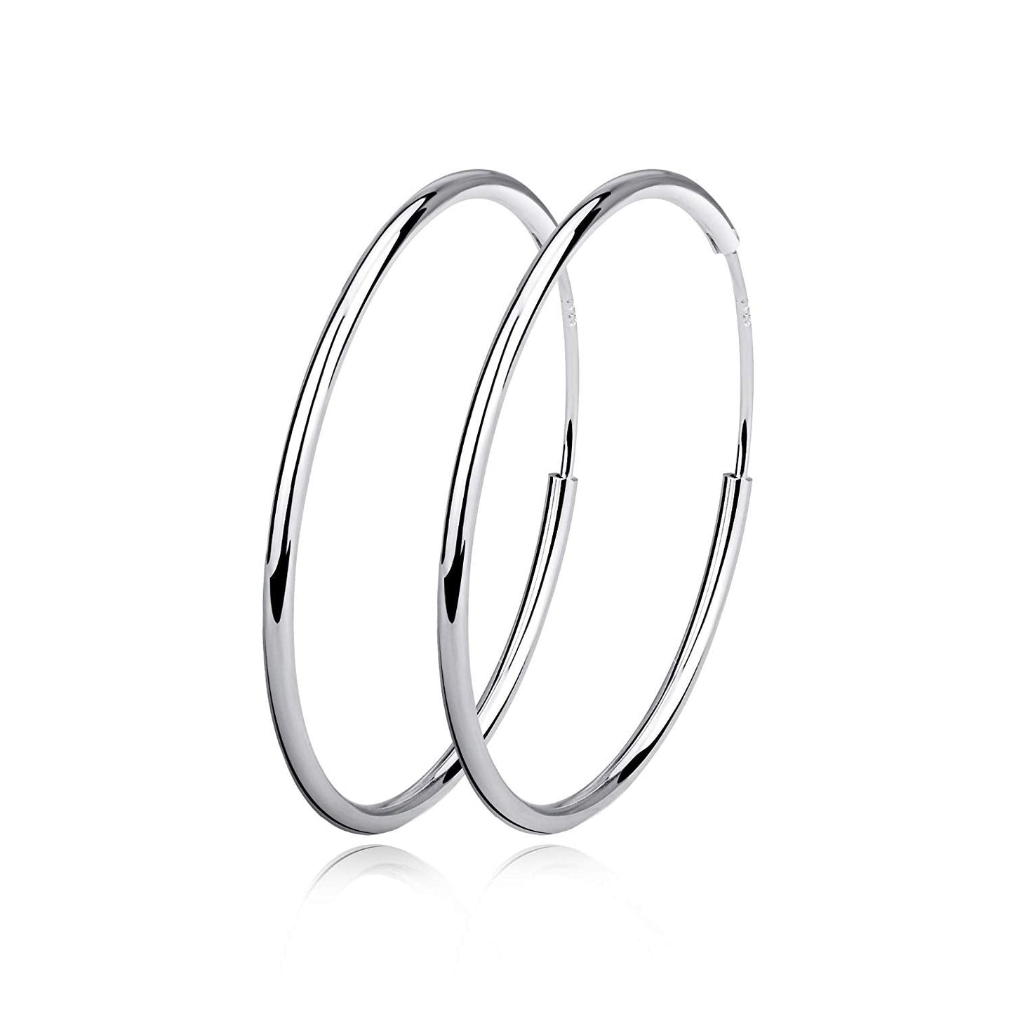 Sterling Silver Simple Polished Big Round Circle Hoop Earrings for Women LadyShow.Store