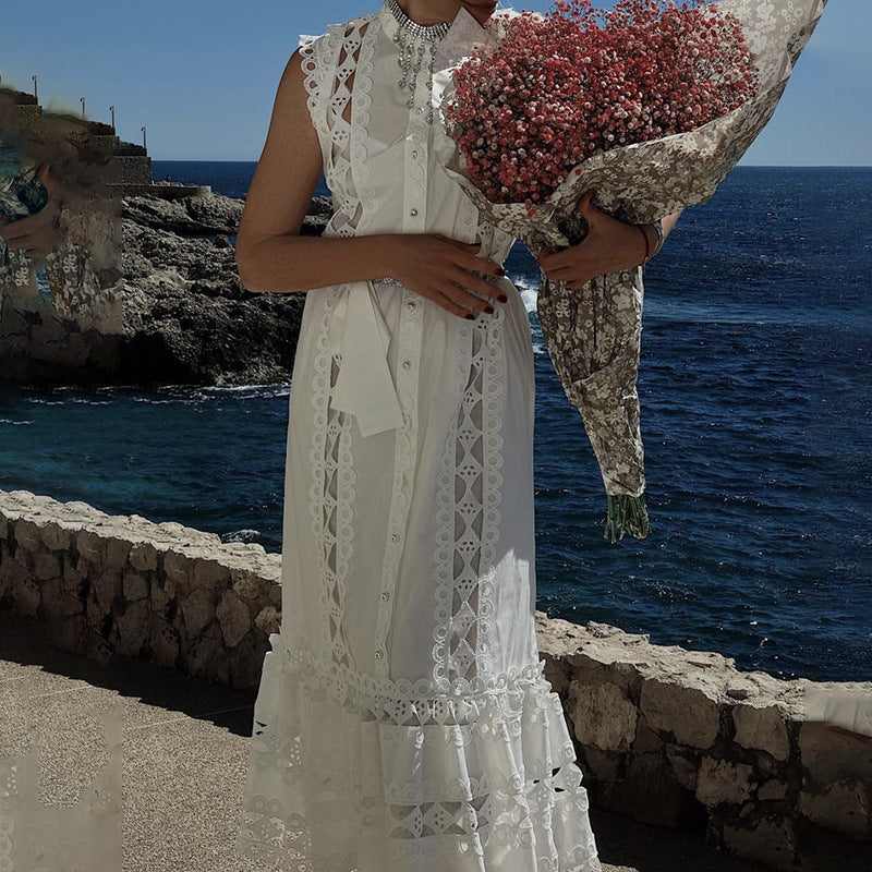 Personality French Embroidery Stitching Dress Women NorixaFashion.com