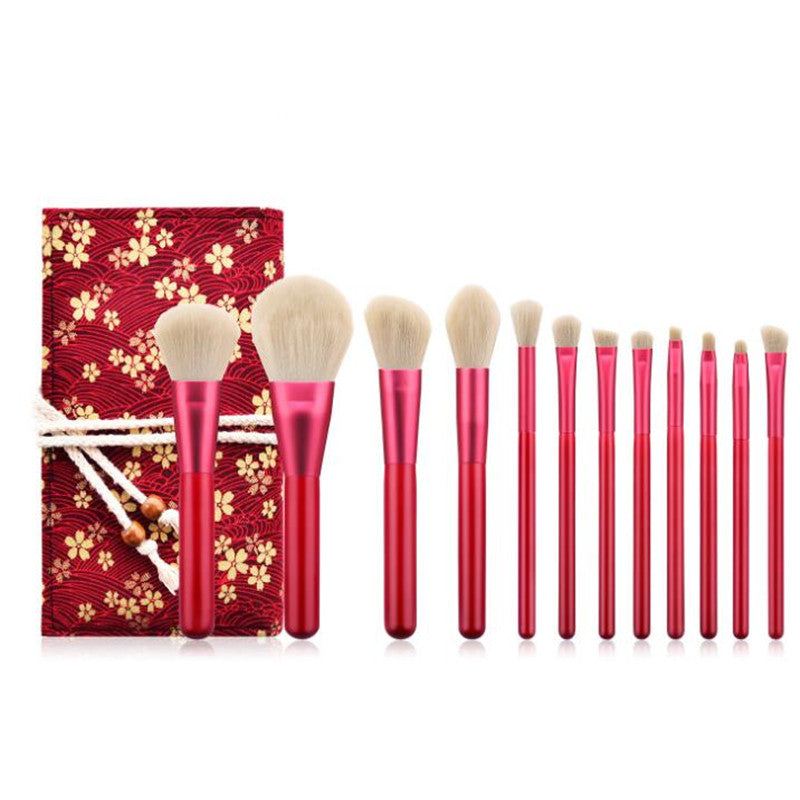 12-Piece Ruby Red Makeup Brush Set LadyShow.Store