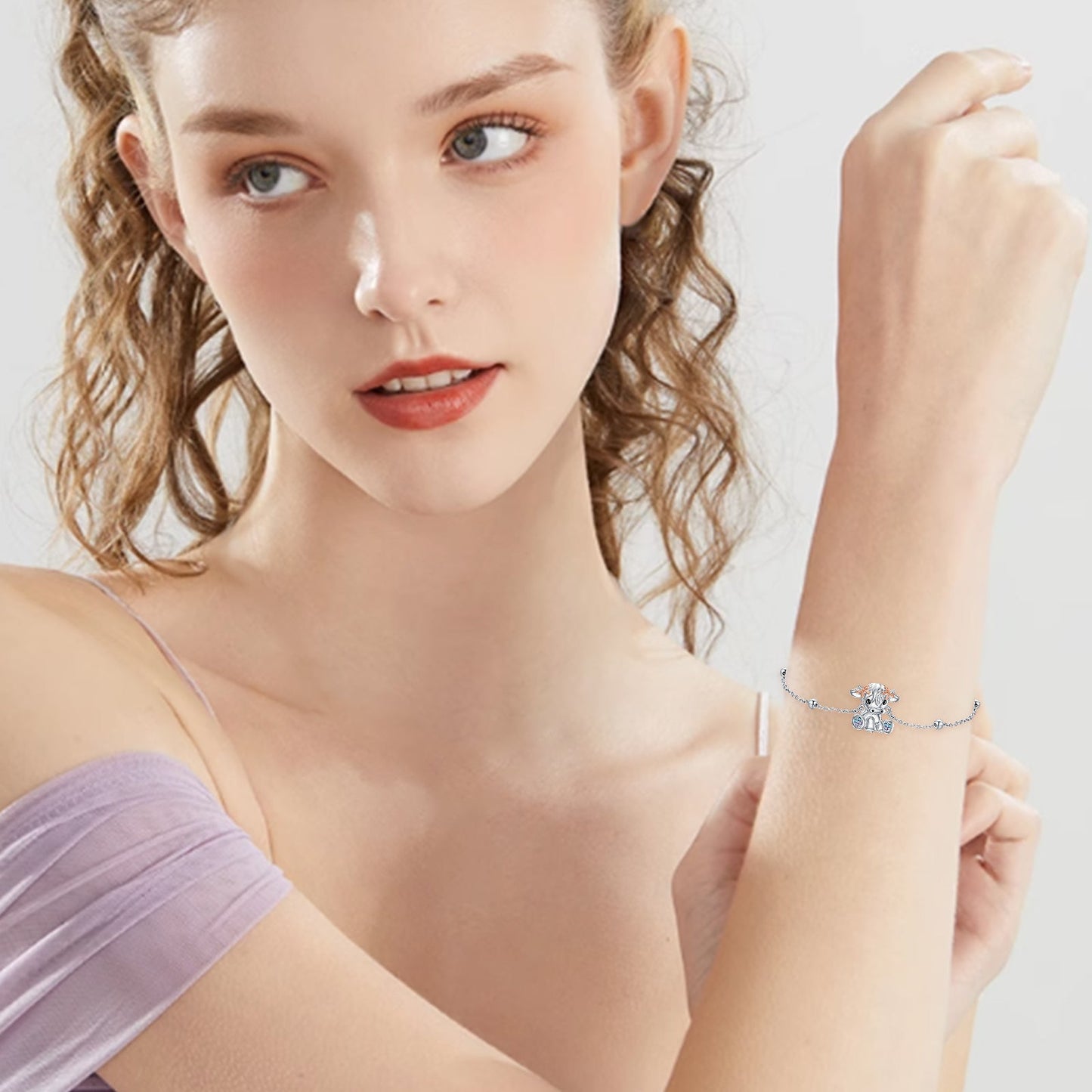 Highland Cow Bracelet Sterling Silver Scottish Cow Bracelet Cute Animal Jewelry for Women LadyShow.Store