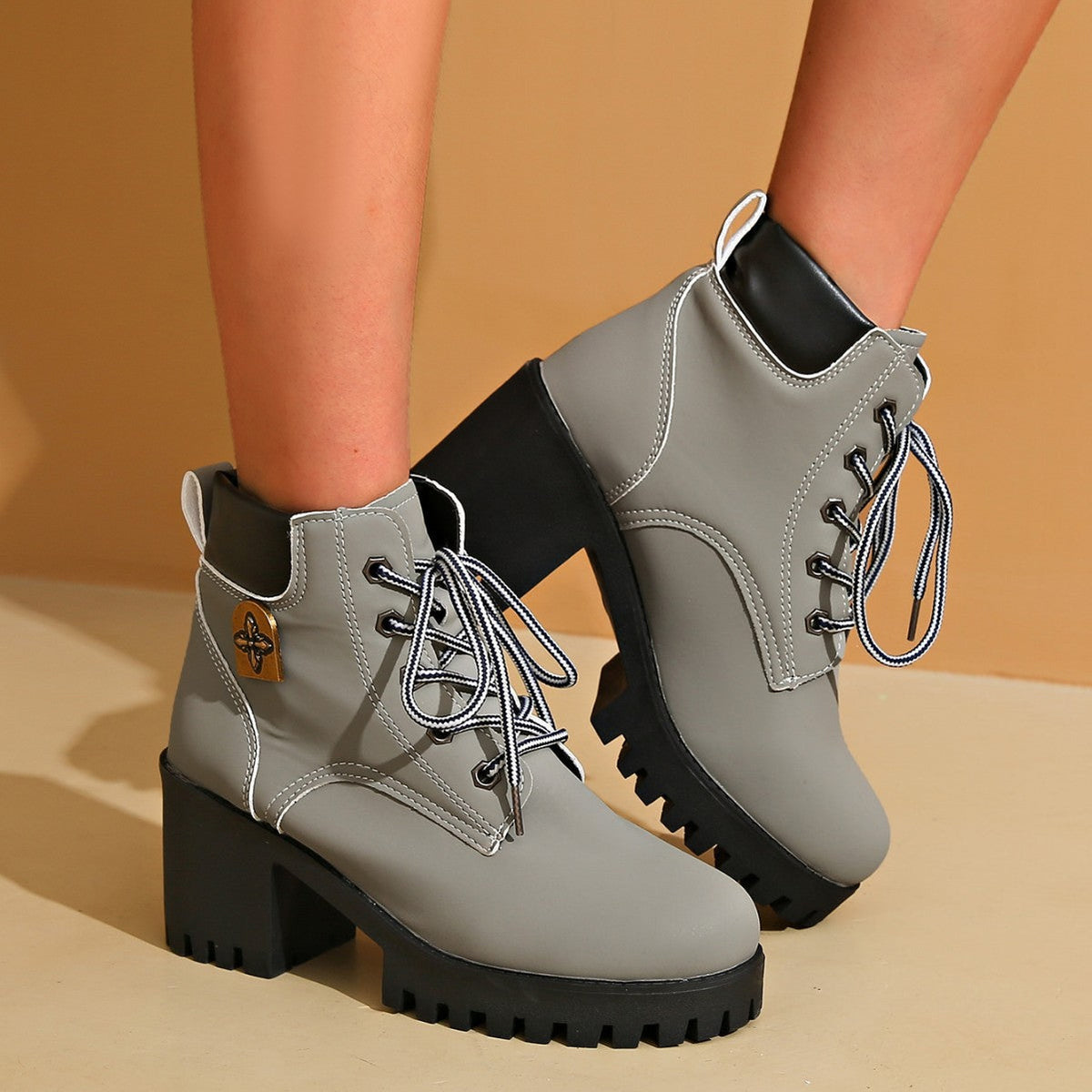 Chunky Heel Plus Size Martin Boots Thick Bottom Fashion All-match LadyShow.Store