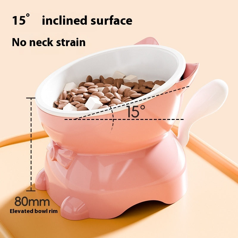 Stainless Steel Anti-fall Oblique Cat Bowl Pets Fashion
