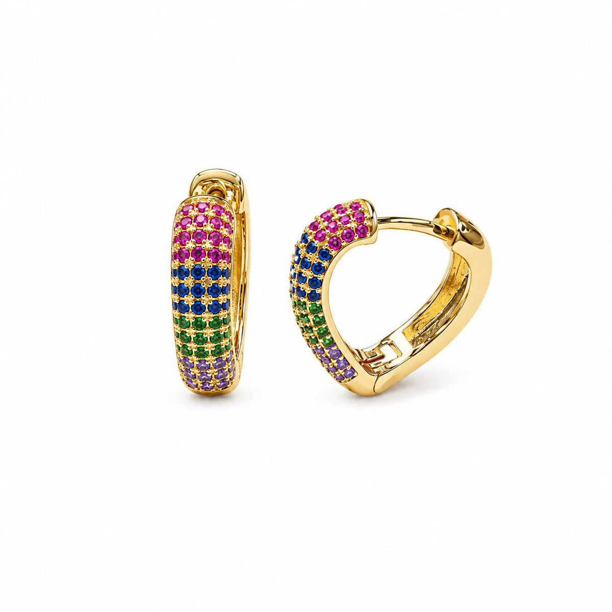 Rainbow Pave Heart Hoop Earrings LuxuryLifeWay Online Store