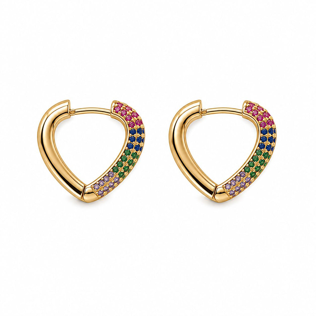 Rainbow Pave Heart Hoop Earrings LuxuryLifeWay Online Store