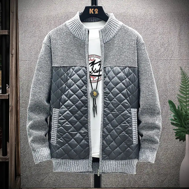 Thick Plush Stitched Sweater Jacket