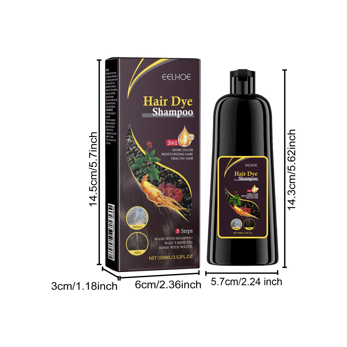 Herbal E Ssence Hair Dye Shampoo, Plant-Based Care, DIY, Long-Lasting Color, Healthy Hair Coloring Tri Light Beauty