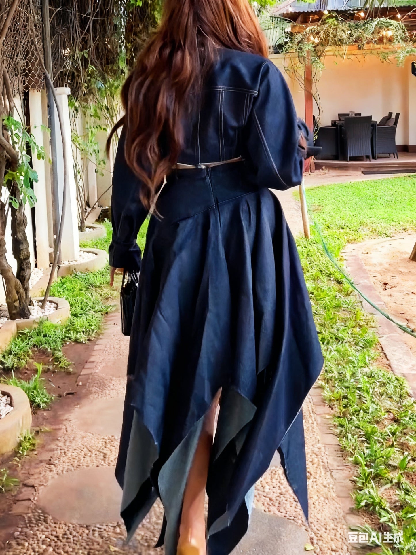 Chic Long-sleeved Cropped Jacket & Irregular Hem Denim Skirt Set NorixaFashion.com
