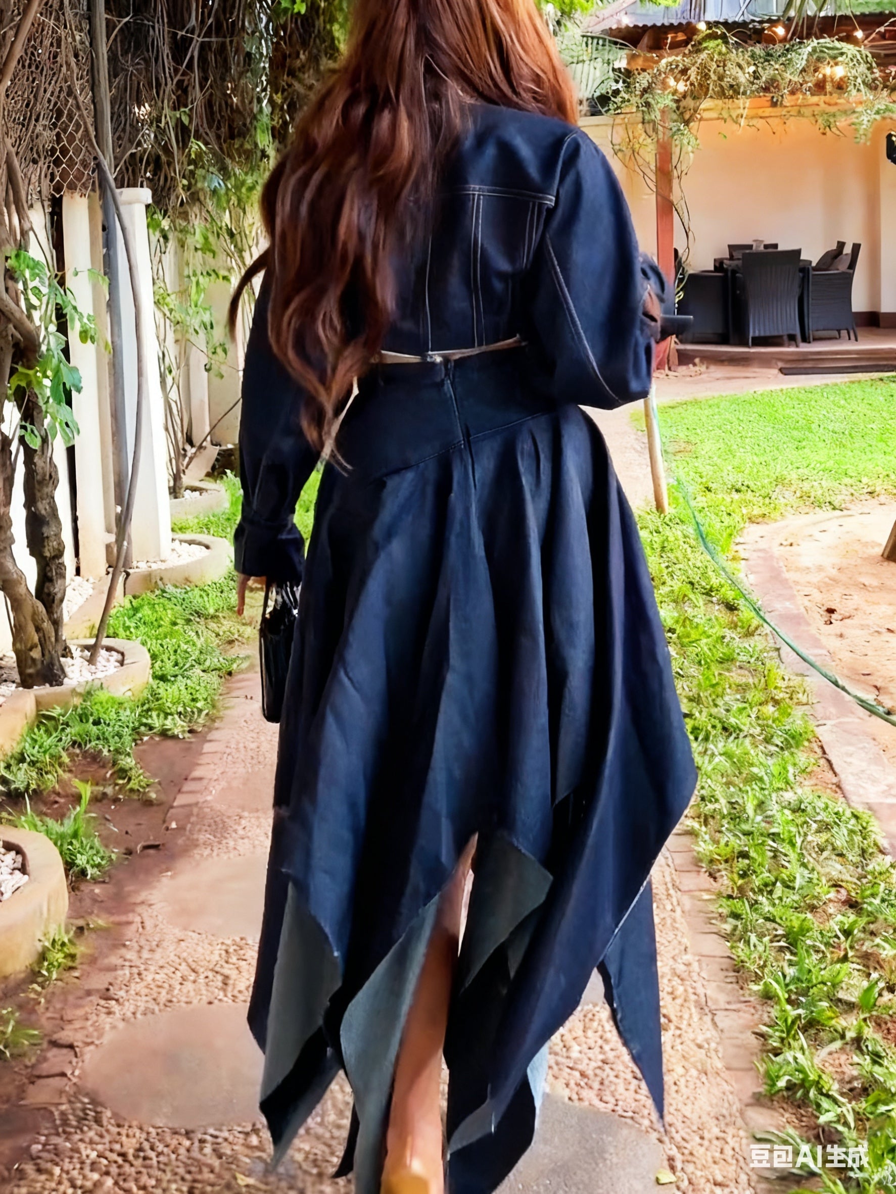 Chic Long-sleeved Cropped Jacket & Irregular Hem Denim Skirt Set NorixaFashion.com