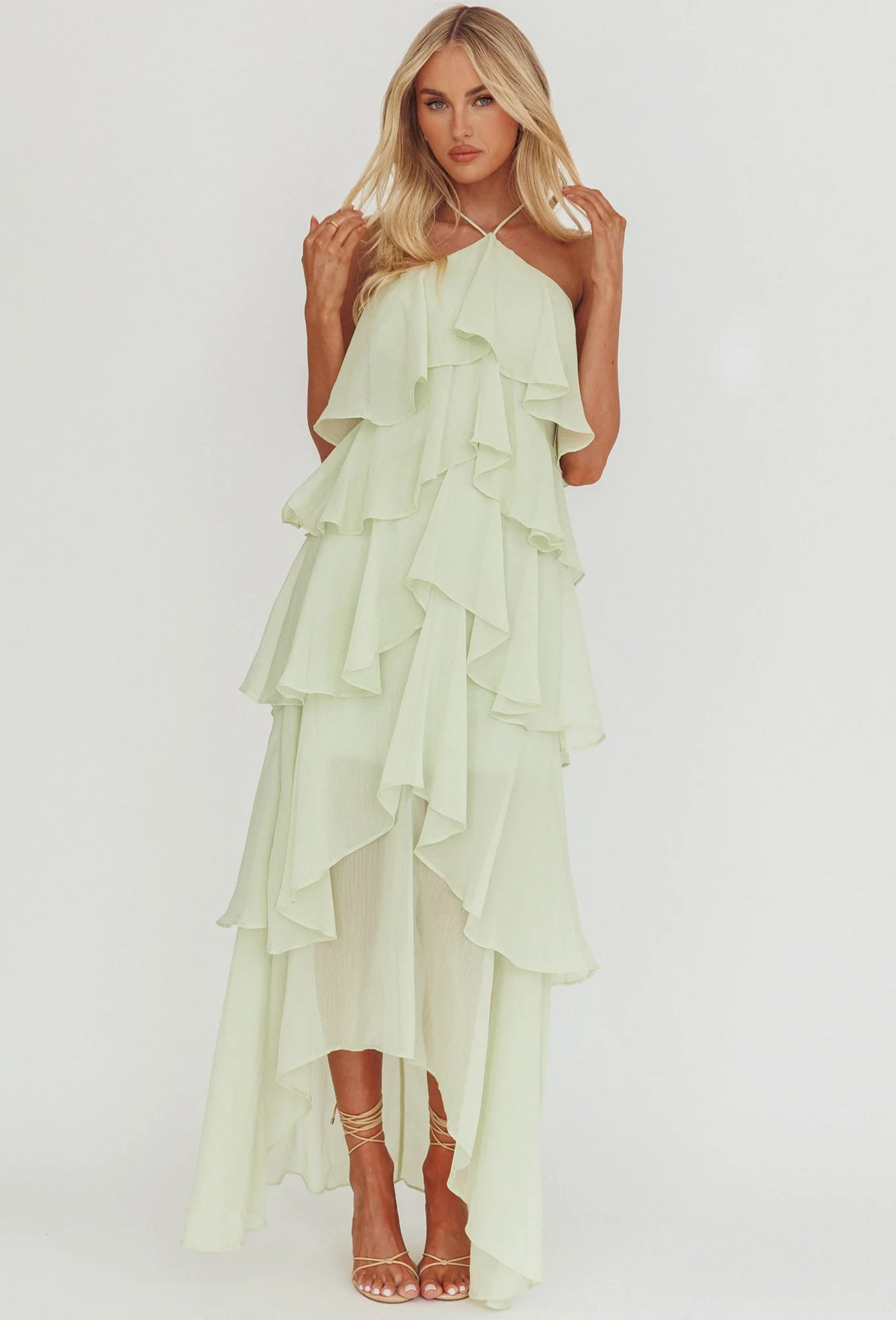 Off-shoulder Chiffon Printed Dress NorixaFashion.com