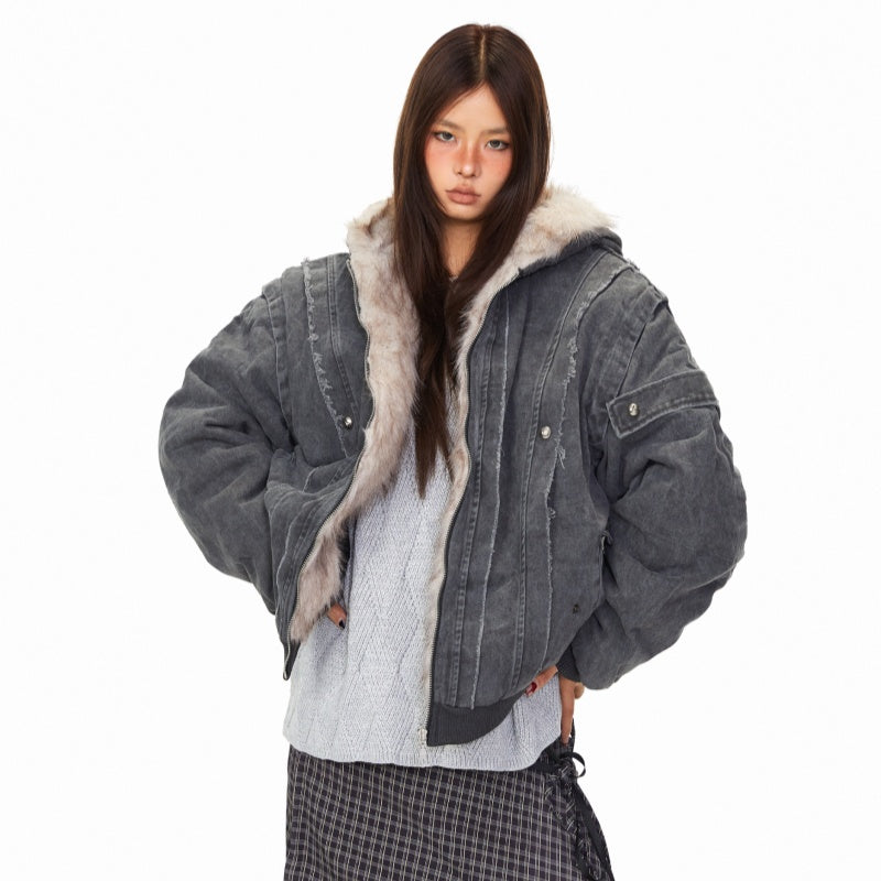 Lazy Thick Padded Hooded Winter Coat LadyShow.Store