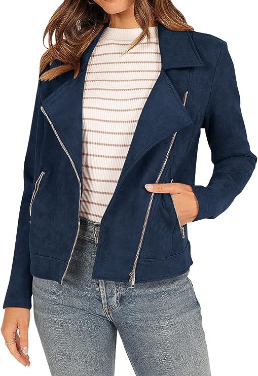 Fashion Deerskin Velvet Motorcycle Jacket Zipper Pocket Short Coat LadyShow.Store