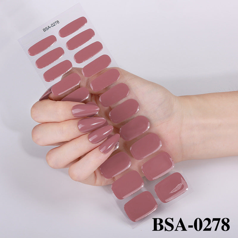 Simple Solid Color Scallion Powder No-bake Gel Nail Stickers LadyShow.Store