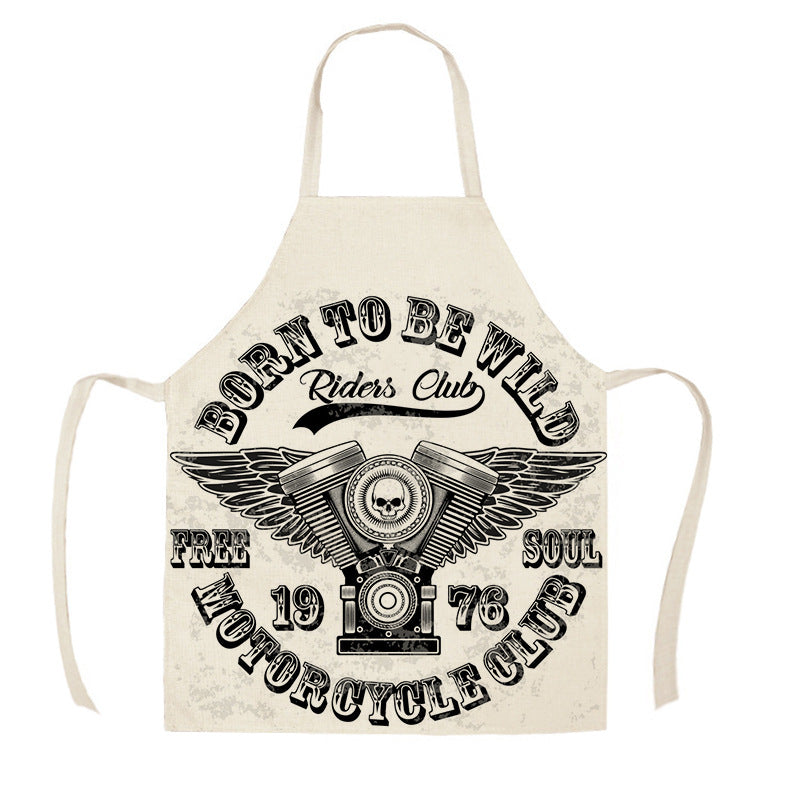 Creative Motorcycle Poster Art Letter Linen Kitchen Apron PearlNestDecor.com
