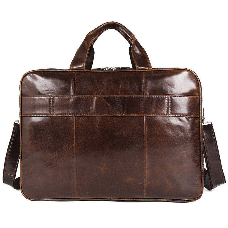 Men's Large Capacity Leather Handbag Computer Briefcase LadyShow.Store