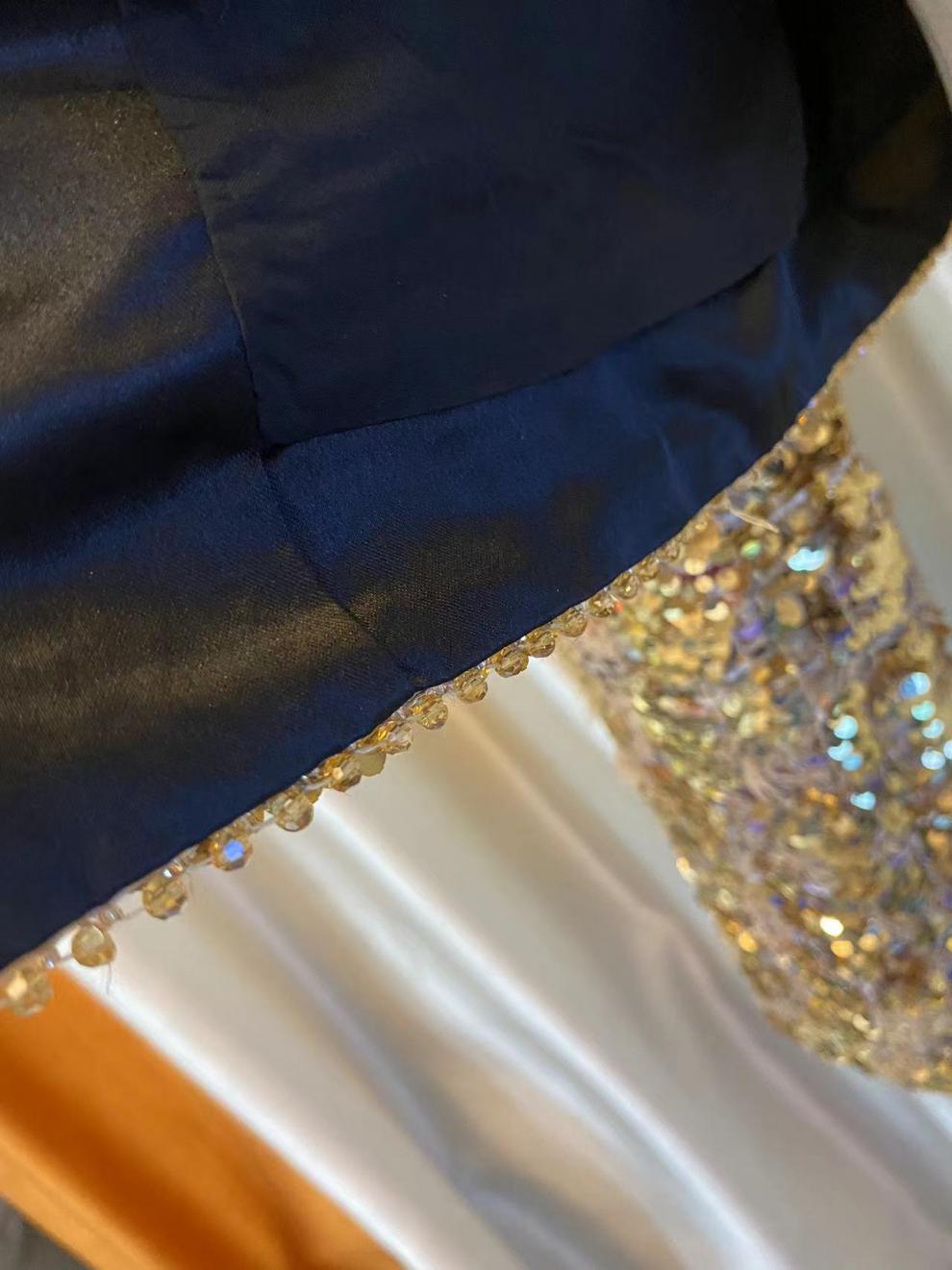 Gold Sequins Light Luxury Heavy Industry Advanced Ladies Fashion French Coat Best YouTube Store