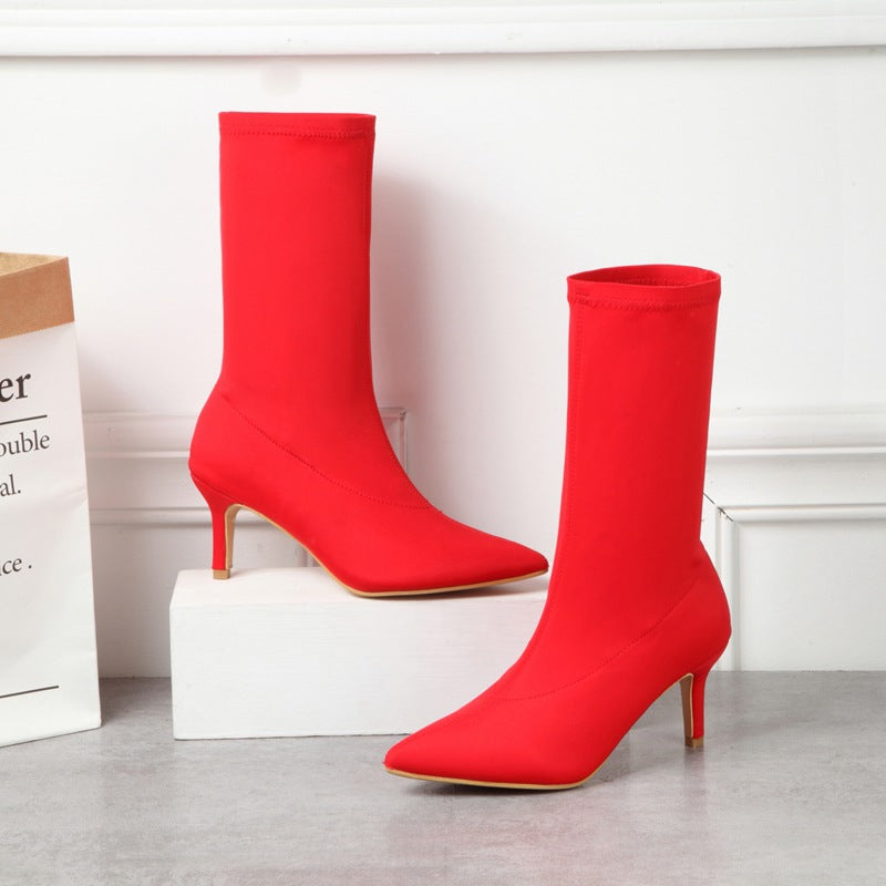 Women's Shoes Stylish Ankle Boots Sexy Pointed Toe Stiletto High Heels Boots LadyShow.Store