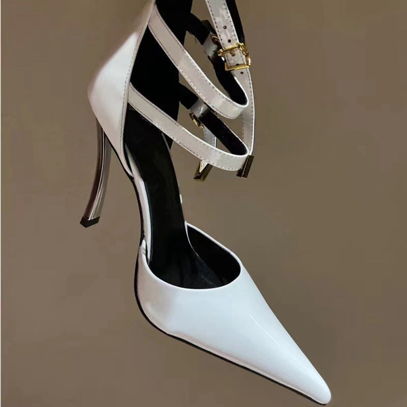 Women's Pointed Patent Leather High Heel Sandals Best YouTube Store