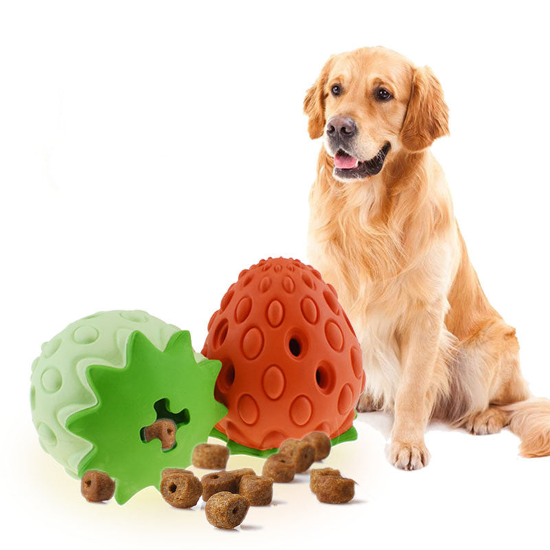 Pet Toy Chew Resistant Strawberry Leak Food Ball Pet Supplies Dog And Cat Toys Pets Fashion