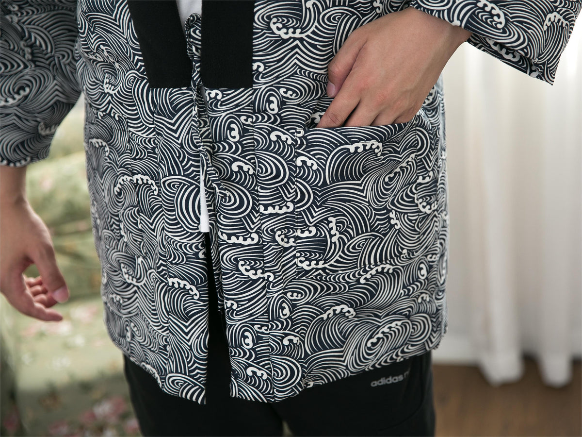 Japanese Men's Winter Kimono Cotton Jackets Warm Cotton Kimono Coat Indoor Outdoor Kimono Coat Traditional Japanese Kimono For Men Lightweight & Warm Kimono NorixaFashion.com